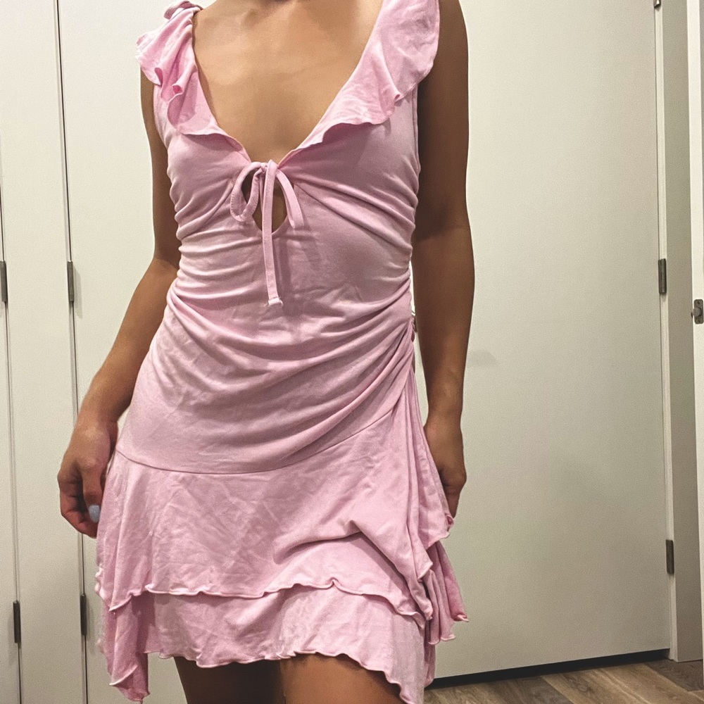 Light Pink Sleeveless Handkerchief Hem Fit & Flare Dress